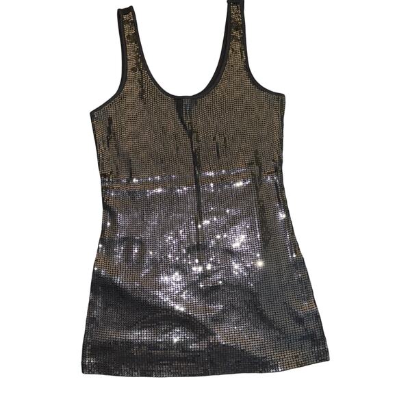 Express Sexy Basic Sequins Tank Sz Medium Black - Picture 1 of 4